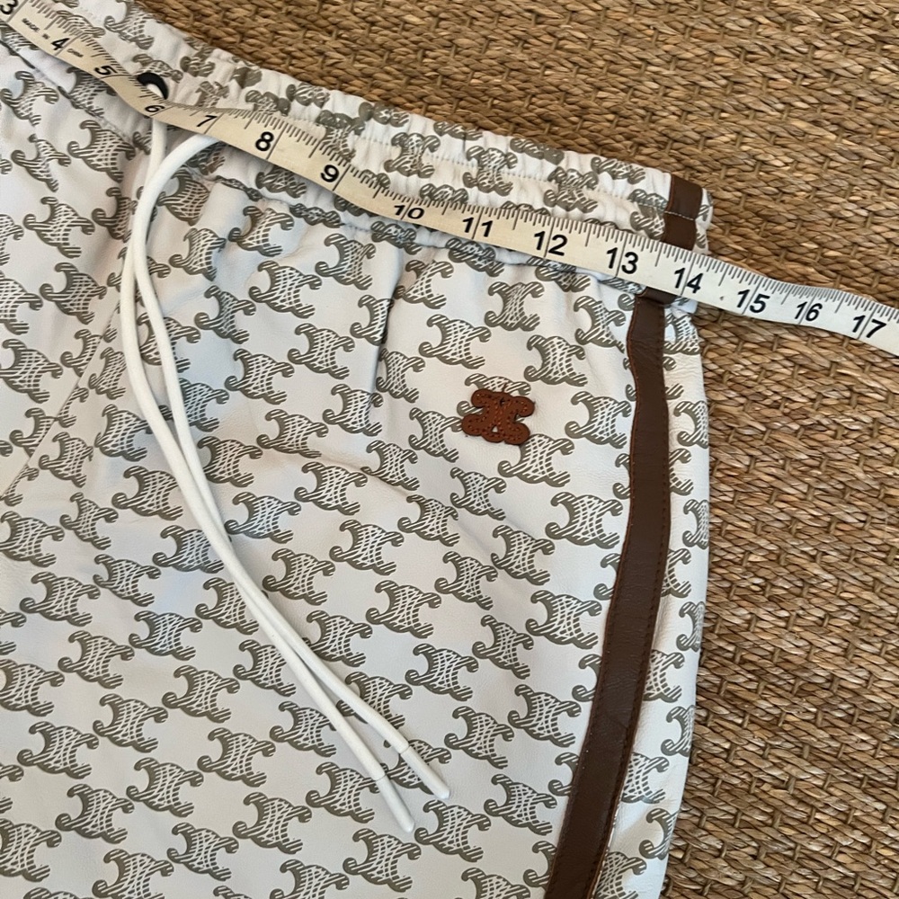 Celine monogrammed faux leather shorts Sz L